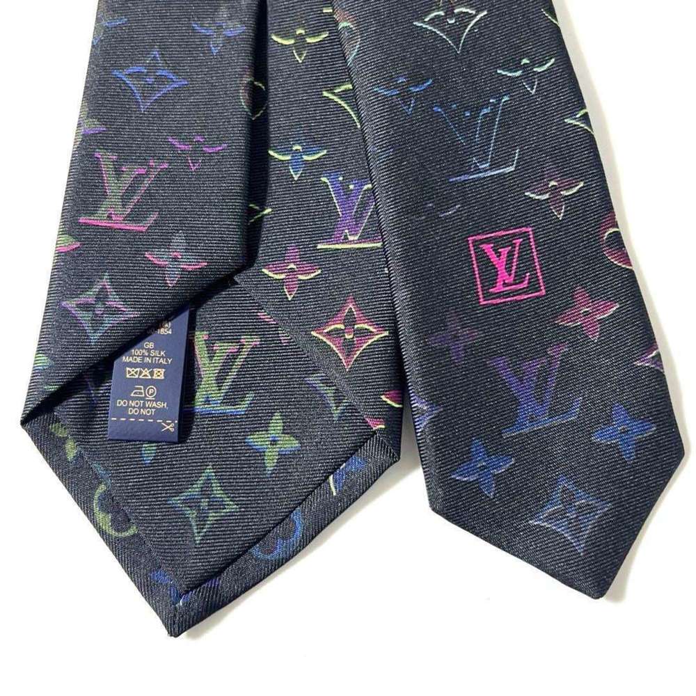 LOUIS VUITTON Men's Necktie Monogram Neon Silk - Picture 6 of 9